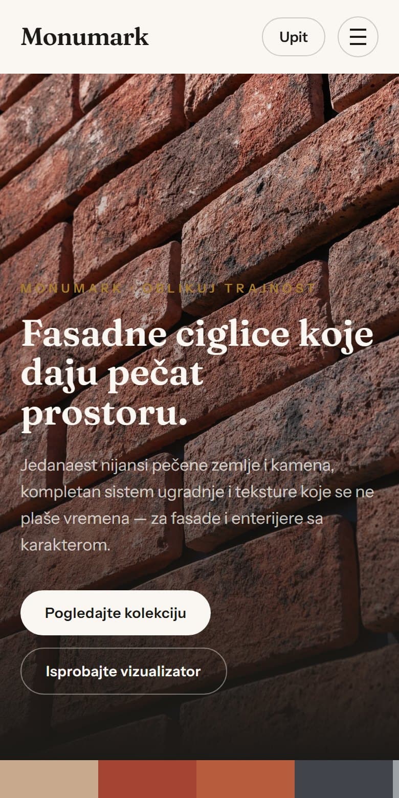 The Monumark website on a phone — the mobile experience Beacon built